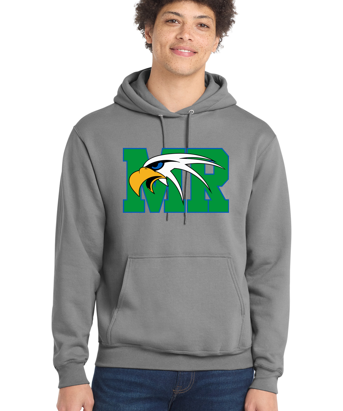 Maple River High School hockey_boys - Medium Grey Port & Co Core Fleece Pullover Hooded Sweatshirt. PC78H