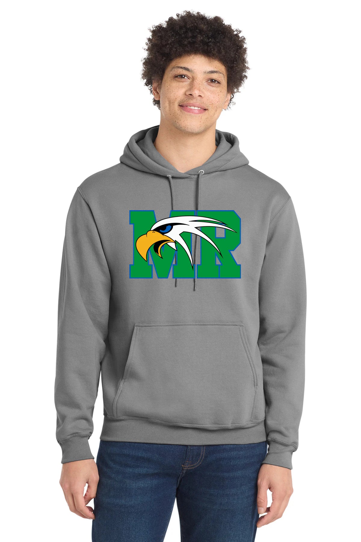 Maple River High School hockey_boys - Medium Grey Port & Co Core Fleece Pullover Hooded Sweatshirt. PC78H