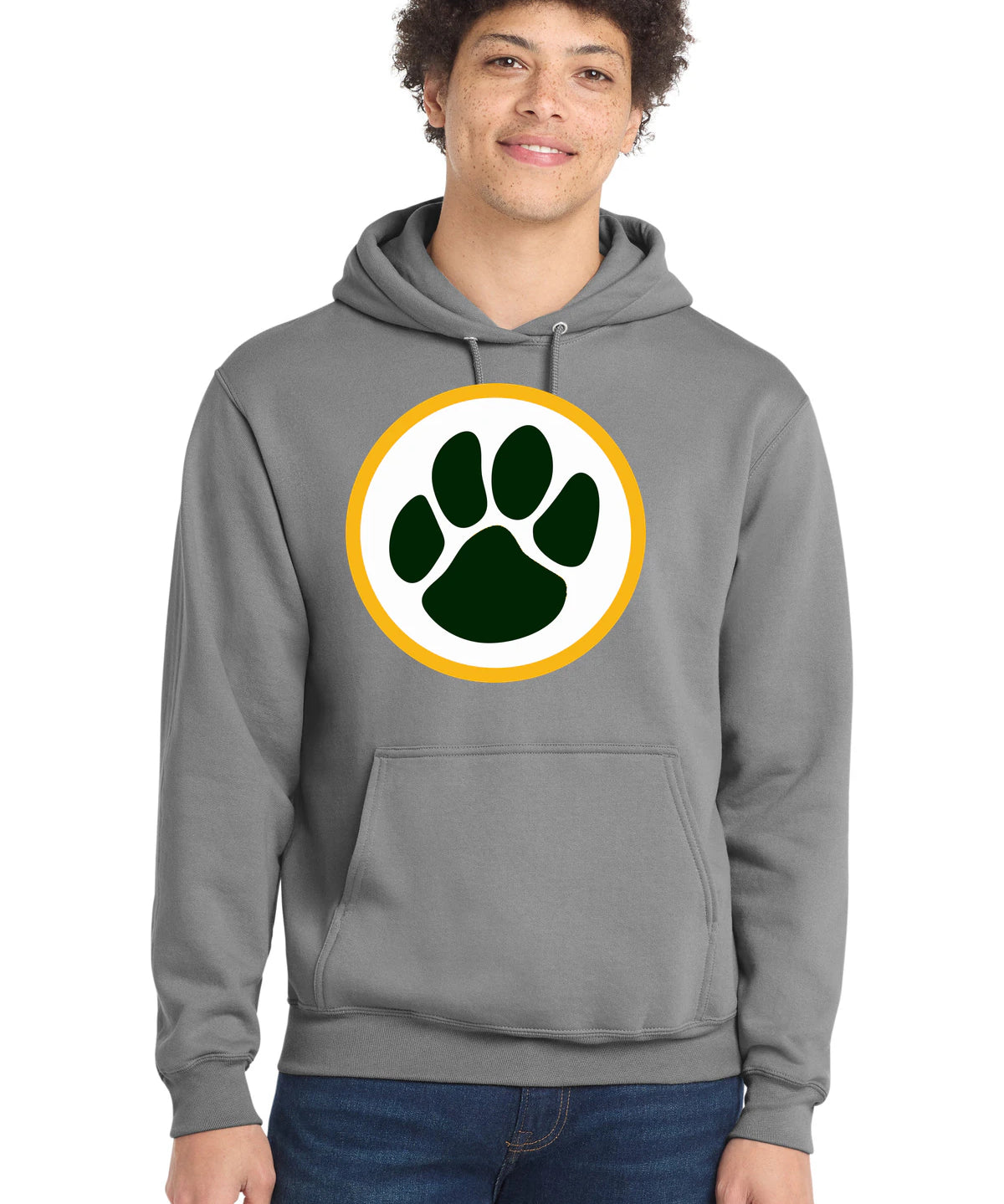 Ashwaubenon High School Football (Boys) - Medium Grey Port & Co Core Fleece Pullover Hooded Sweatshirt. PC78H