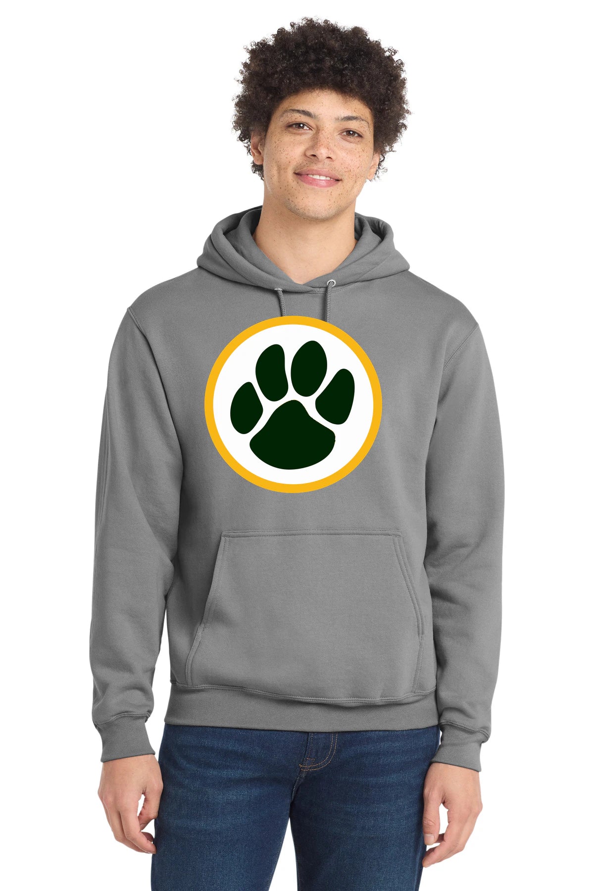 Ashwaubenon High School Football (Boys) - Medium Grey Port & Co Core Fleece Pullover Hooded Sweatshirt. PC78H