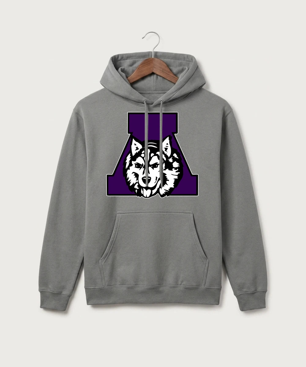 Albany High School Football (Boys) - Medium Grey Port & Co Core Fleece Pullover Hooded Sweatshirt. PC78H