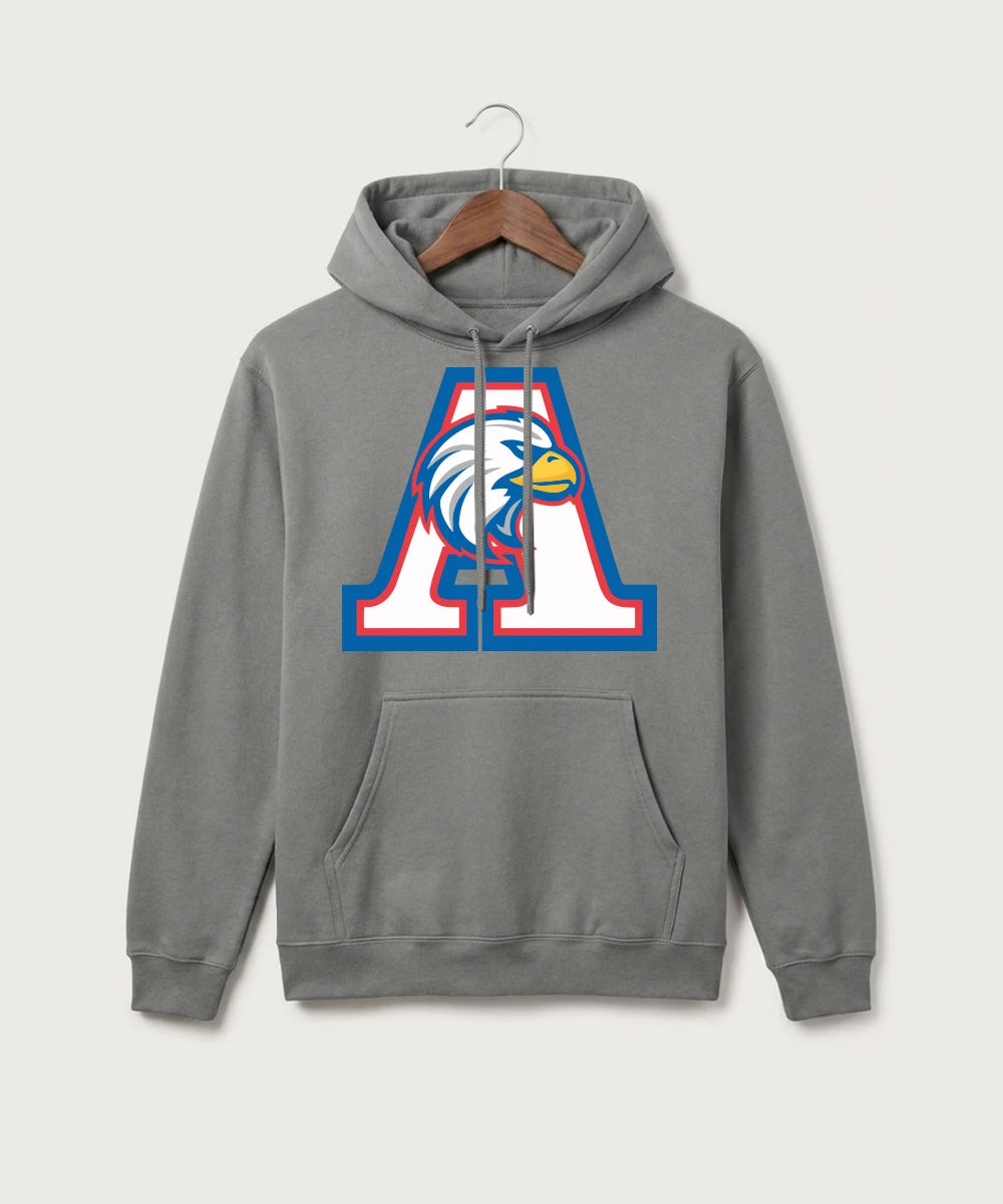 Apollo High School Football (Boys) - Medium Grey Port & Co Core Fleece Pullover Hooded Sweatshirt. PC78H