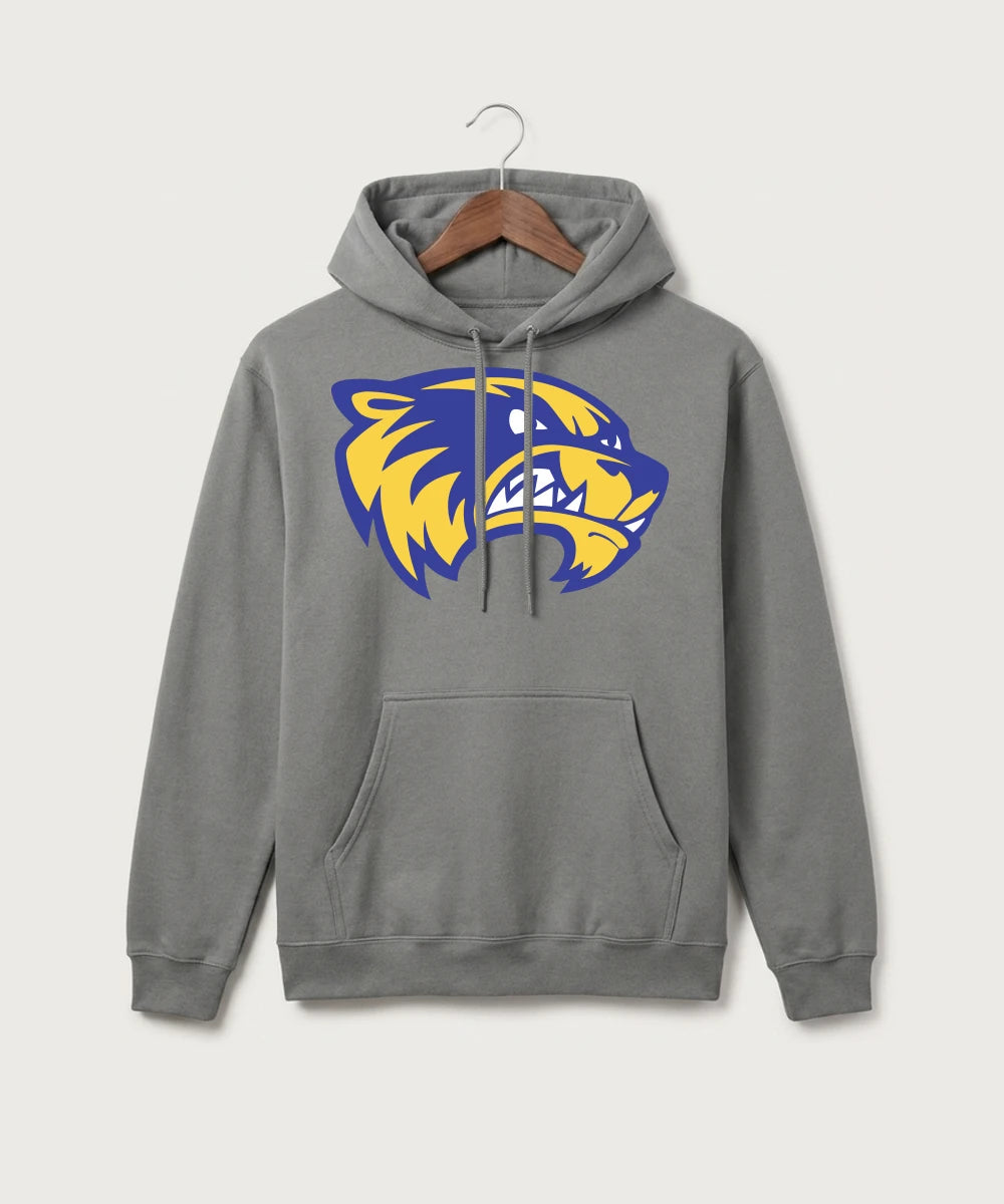 Wadena Deer Creek High School Football (Boys) - Medium Grey Port & Co Core Fleece Pullover Hooded Sweatshirt. PC78H