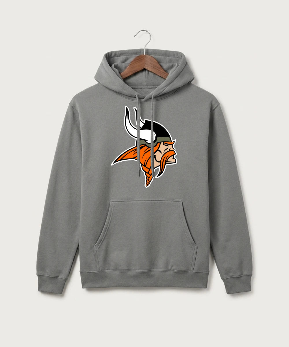 Littlefork Big Falls High School Football (Boys) - Medium Grey Port & Co Core Fleece Pullover Hooded Sweatshirt. PC78H