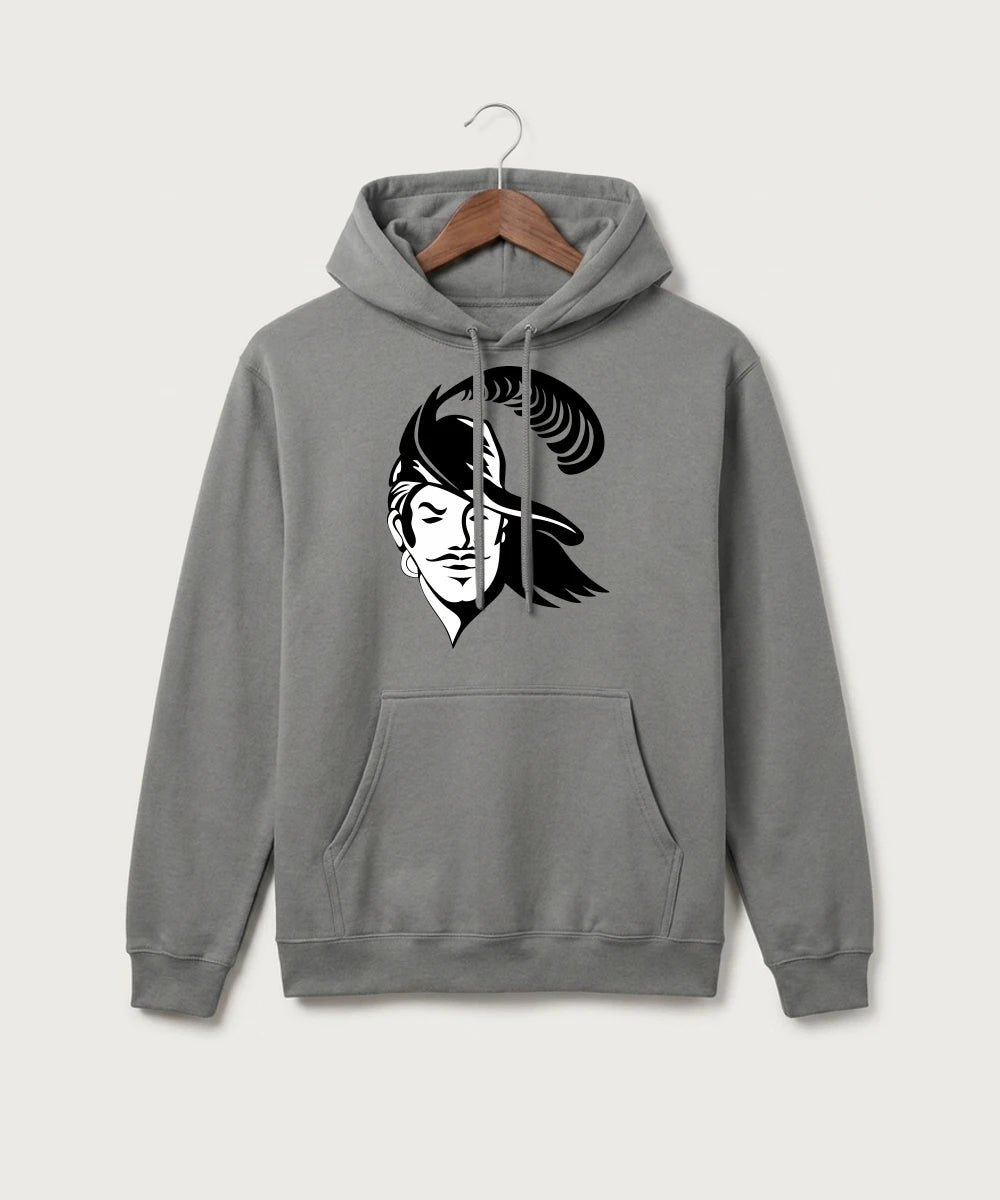 Border West Football (Boys) - Medium Grey Port & Co Core Fleece Pullover Hooded Sweatshirt. PC78H