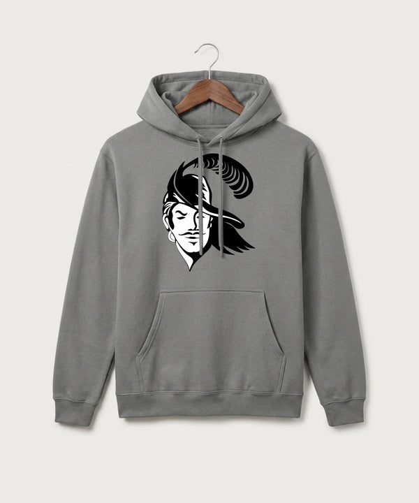 Border West Football (Boys) - Medium Grey Port & Co Core Fleece Pullover Hooded Sweatshirt. PC78H