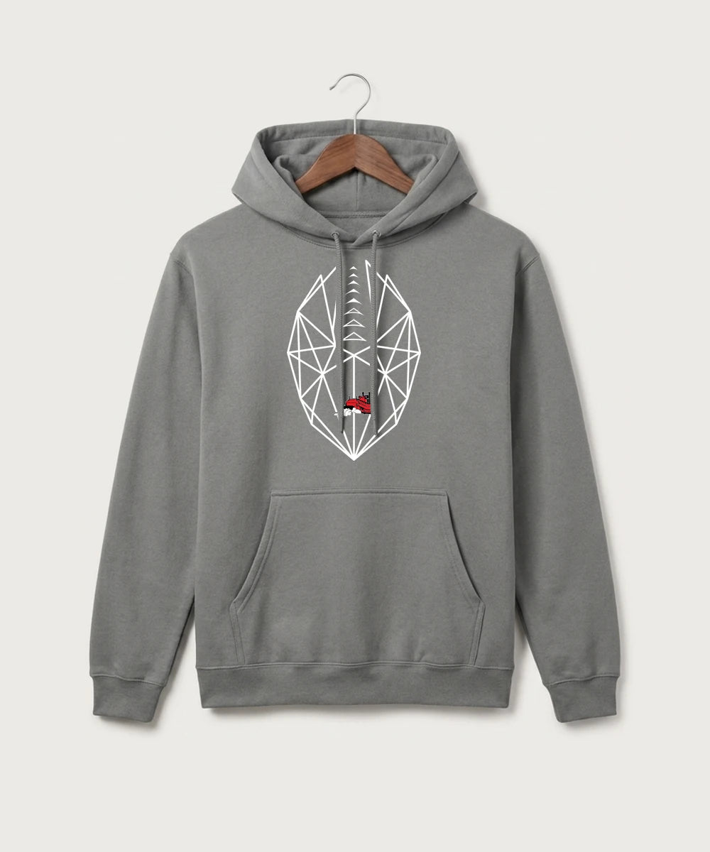 Fulton High School Football (Boys) - Medium Grey Port & Co Core Fleece Pullover Hooded Sweatshirt. PC78H