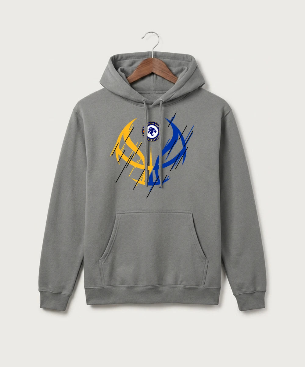 Davenport North High School Basketball Team Store - Medium Grey Port & Co Core Fleece Pullover Hooded Sweatshirt. PC78H