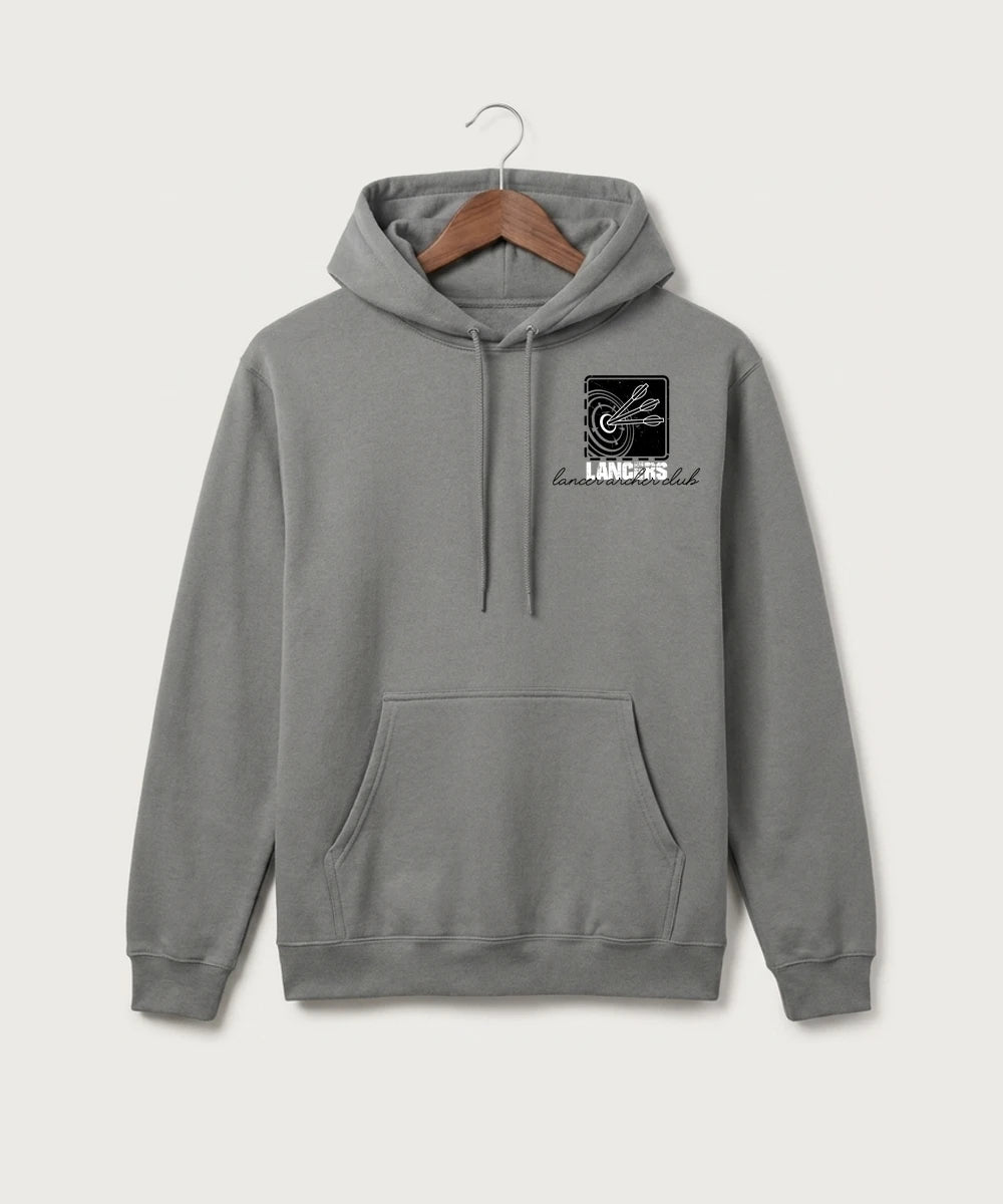 Lancer Archer Club Archery Team Store - Medium Grey Port & Co Core Fleece Pullover Hooded Sweatshirt. PC78H