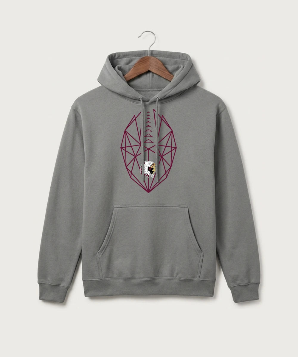 Stockton High School Football - Medium Grey Port & Co Core Fleece Pullover Hooded Sweatshirt. PC78H