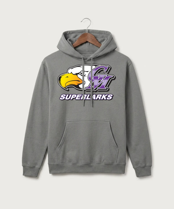 Grand Meadow Football - Medium Grey Port & Co Core Fleece Pullover Hooded Sweatshirt. PC78H