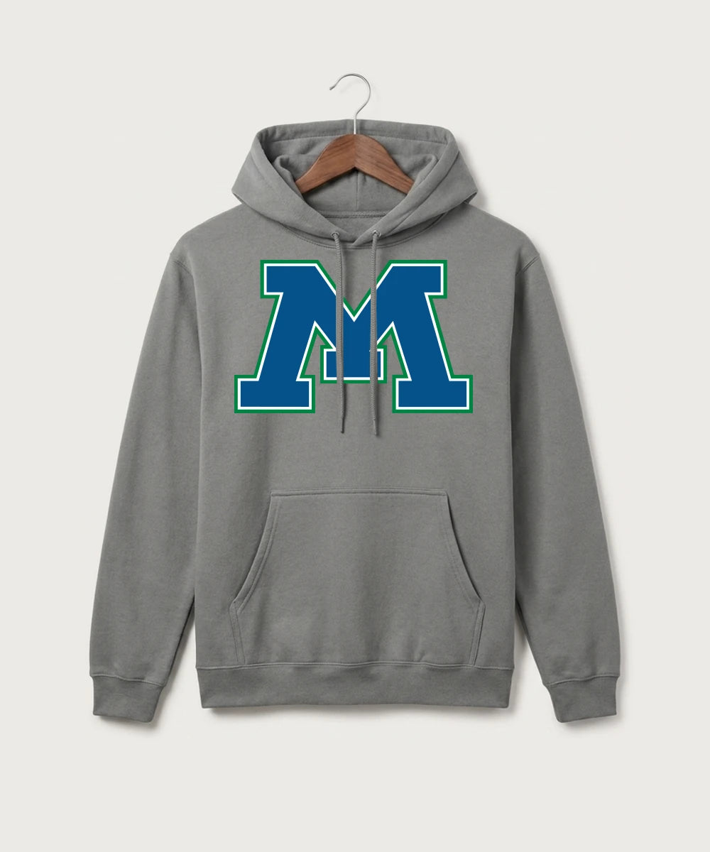 Minnewaska Area High School Football (Boys) - Medium Grey Port & Co Core Fleece Pullover Hooded Sweatshirt. PC78H