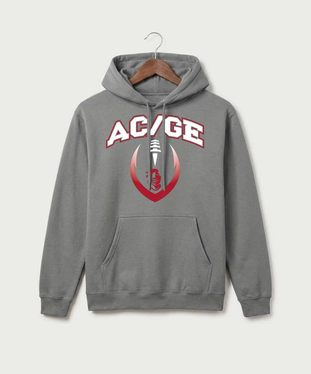 Alden-Conger-Glenville Emmons High School Football (Boys) - Medium Grey Port & Co Core Fleece Pullover Hooded Sweatshirt. PC78H