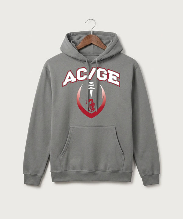 Alden-Conger-Glenville Emmons High School Football (Boys) - Medium Grey Port & Co Core Fleece Pullover Hooded Sweatshirt. PC78H