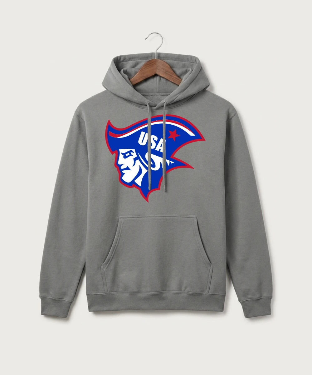 Upsala High School Football (Boys) - Medium Grey Port & Co Core Fleece Pullover Hooded Sweatshirt. PC78H