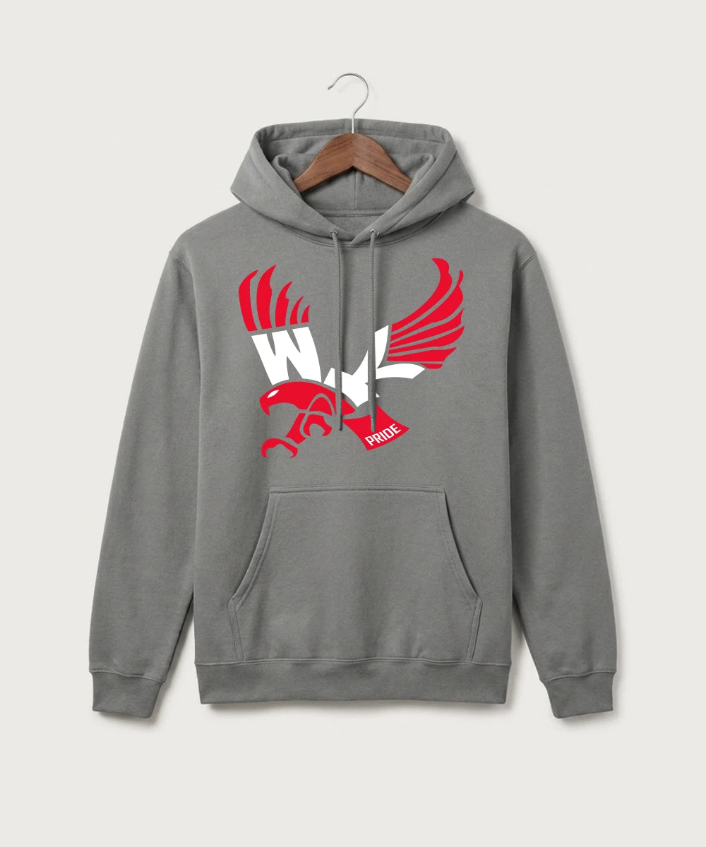 Wabasha Kellogg High School Volleyball (Girls) - Medium Grey Port & Co Core Fleece Pullover Hooded Sweatshirt. PC78H