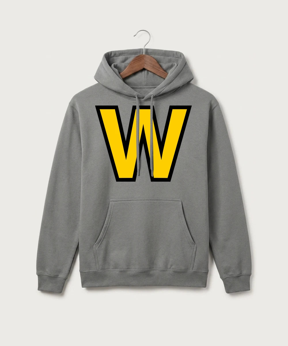 Warroad High School Football (Boys) - Medium Grey Port & Co Core Fleece Pullover Hooded Sweatshirt. PC78H