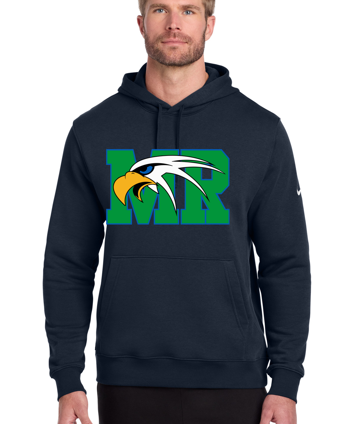 Maple River High School hockey_boys - Midnight Navy Nike Club Fleece Sleeve Swoosh Pullover Hoodie NKDR1499
