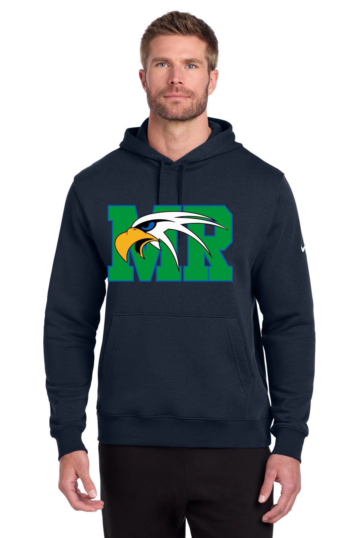 Maple River High School hockey_boys - Midnight Navy Nike Club Fleece Sleeve Swoosh Pullover Hoodie NKDR1499
