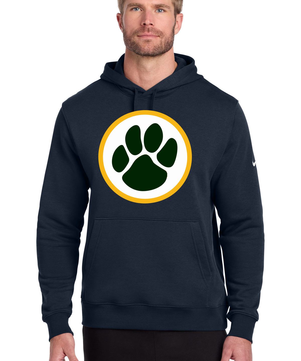 Ashwaubenon High School Football (Boys) - Midnight Navy Nike Club Fleece Sleeve Swoosh Pullover Hoodie NKDR1499