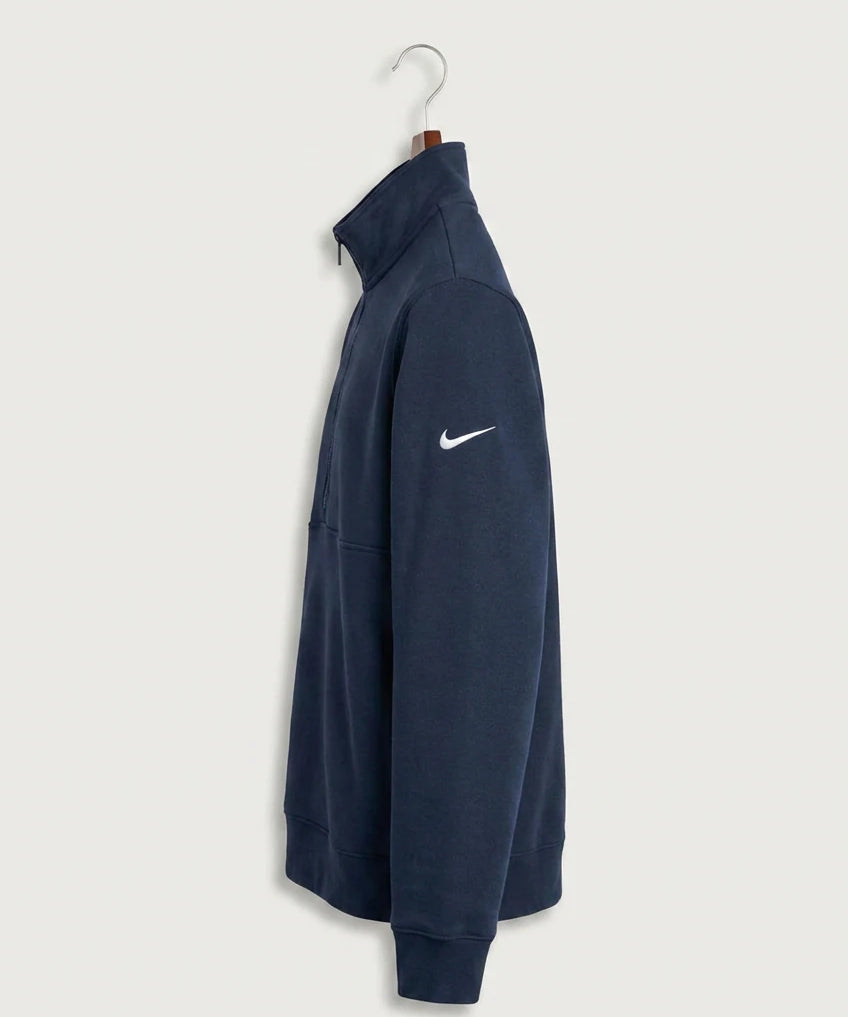 Albany High School Cheerleading - Midnight Navy Nike Club Fleece Sleeve Swoosh 1/2-Zip NKDX6718 (side)