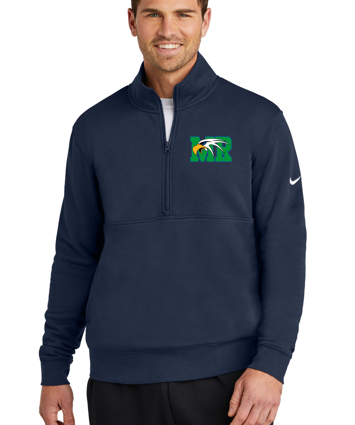 Maple River High School hockey_boys - Midnight Navy Nike Club Fleece Sleeve Swoosh 1/2-Zip NKDX6718