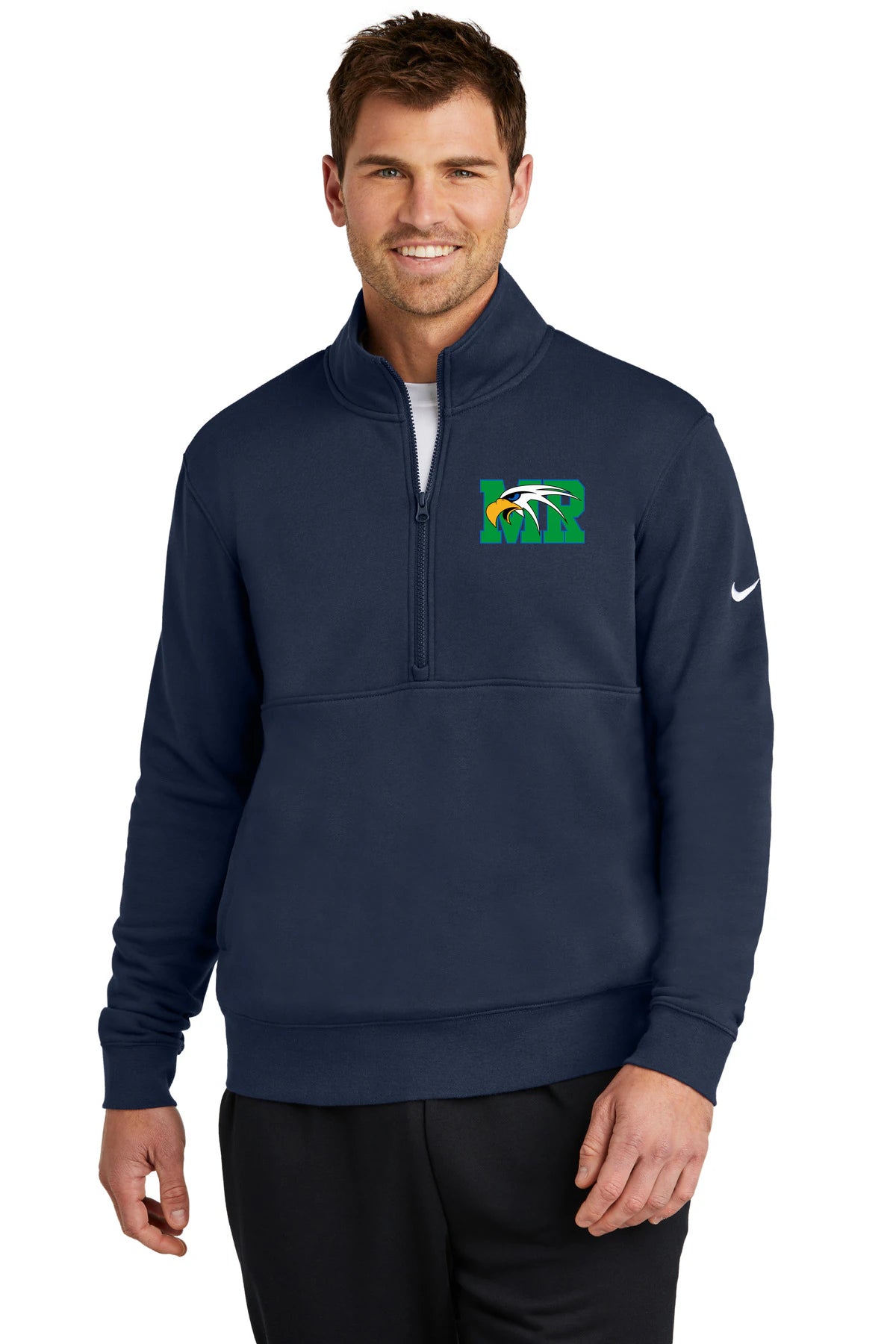 Maple River High School hockey_boys - Midnight Navy Nike Club Fleece Sleeve Swoosh 1/2-Zip NKDX6718
