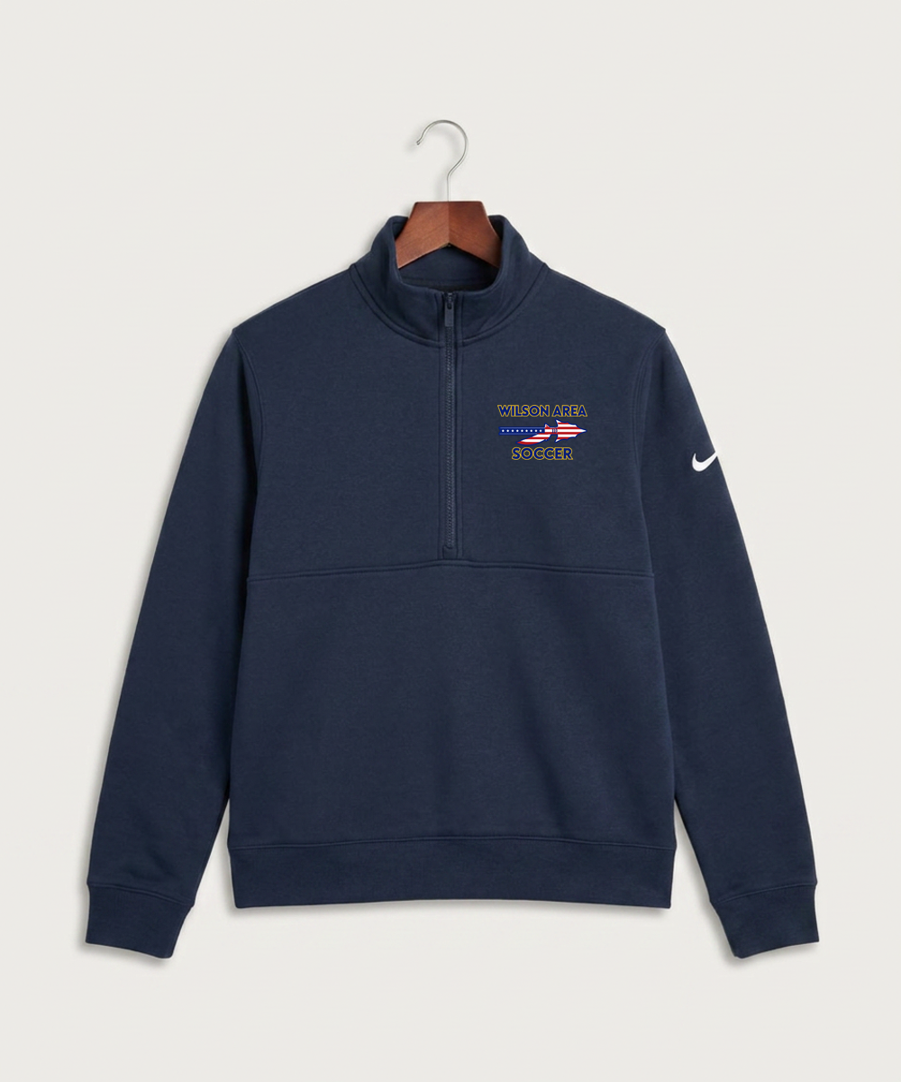 Wilson Area School Soccer Soccer - Midnight Navy Nike Club Fleece Sleeve Swoosh 1/2-Zip NKDX6718