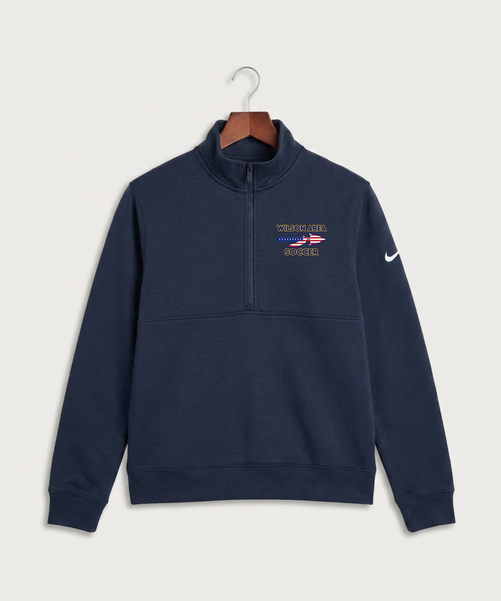 Wilson Area School Soccer Soccer - Midnight Navy Nike Club Fleece Sleeve Swoosh 1/2-Zip NKDX6718