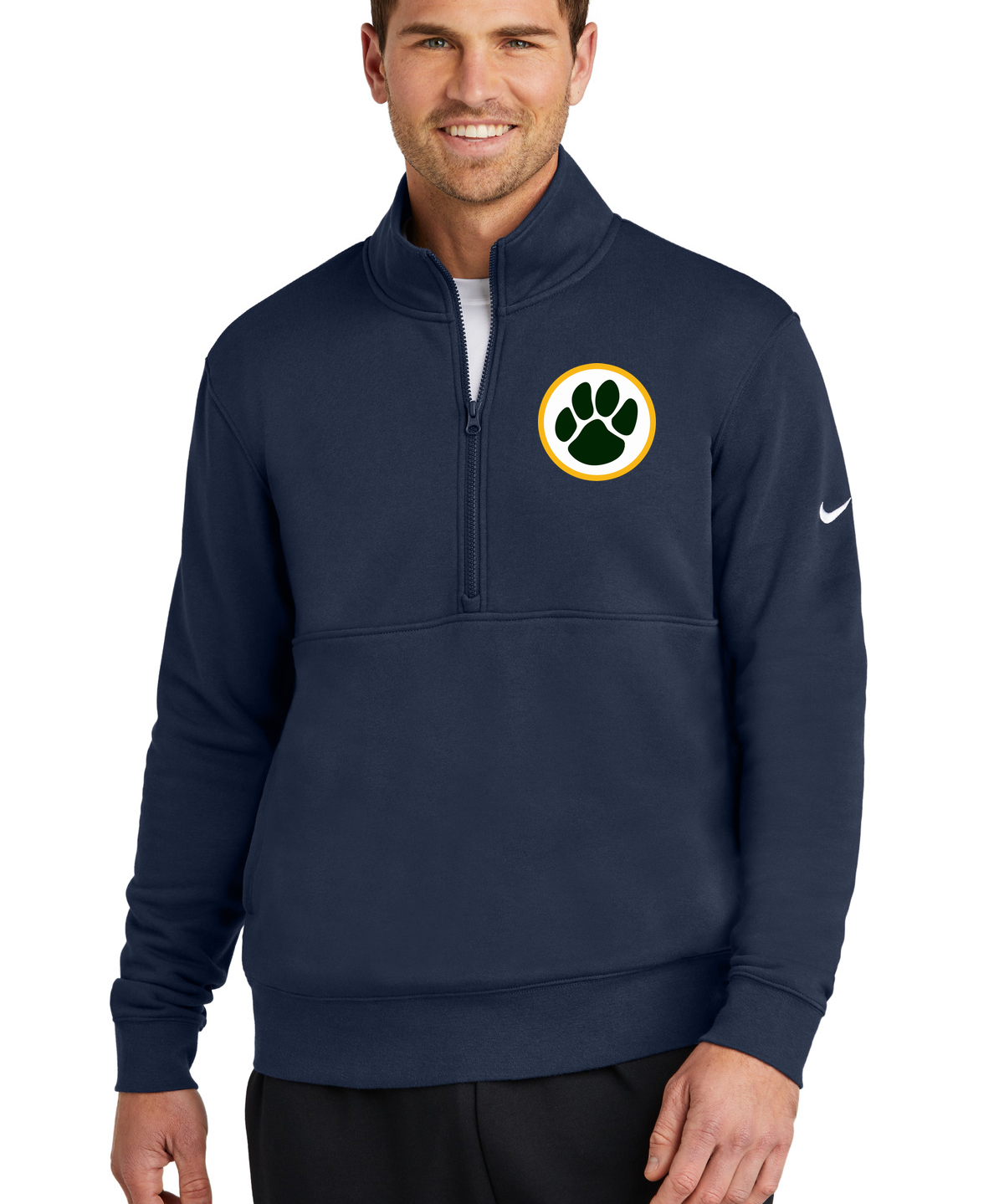 Ashwaubenon High School Football (Boys) - Midnight Navy Nike Club Fleece Sleeve Swoosh 1/2-Zip NKDX6718