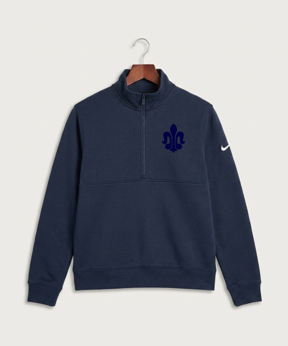 Saint Peter High School Athletics - Midnight Navy Nike Club Fleece Sleeve Swoosh 1/2-Zip NKDX6718