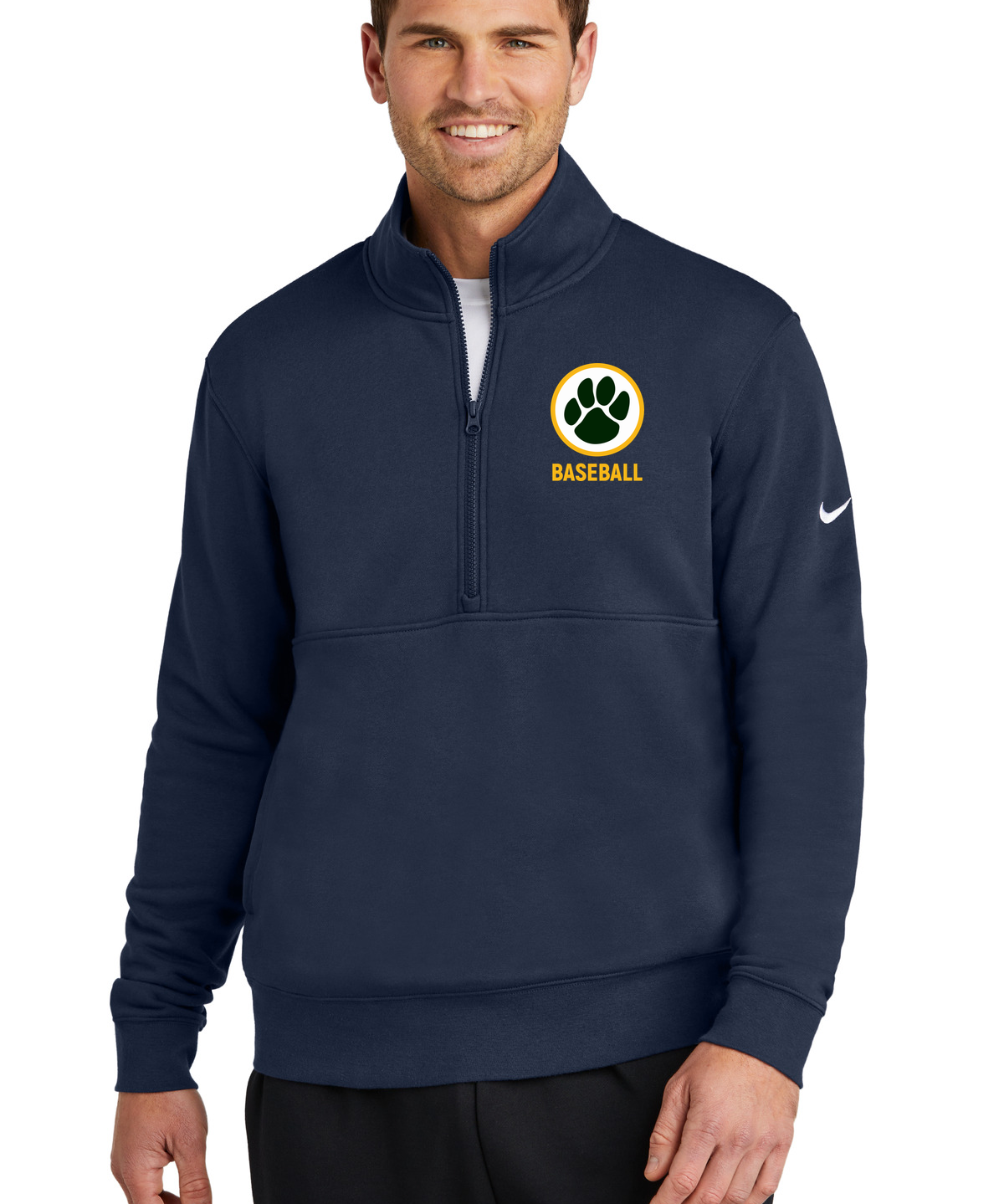 Ashwaubenon High School Baseball (Boys) - Midnight Navy Nike Club Fleece Sleeve Swoosh 1/2-Zip NKDX6718