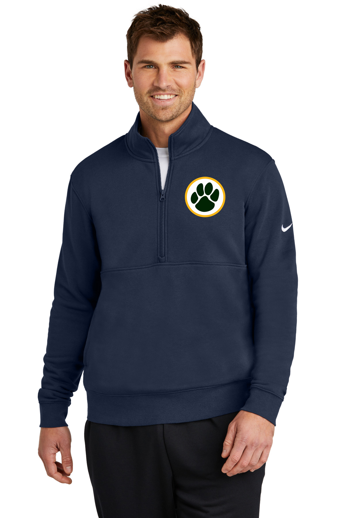 Ashwaubenon High School Baseball (Boys) - Midnight Navy Nike Club Fleece Sleeve Swoosh 1/2-Zip NKDX6718