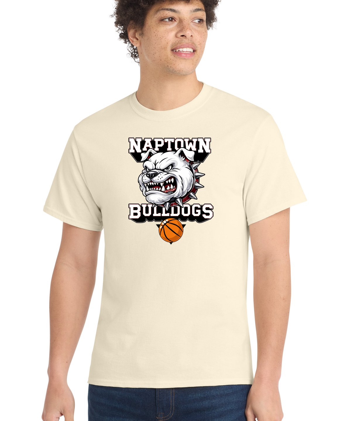 Naptown basketball_boys - Natural Port & Co Core Cotton Tee. PC54