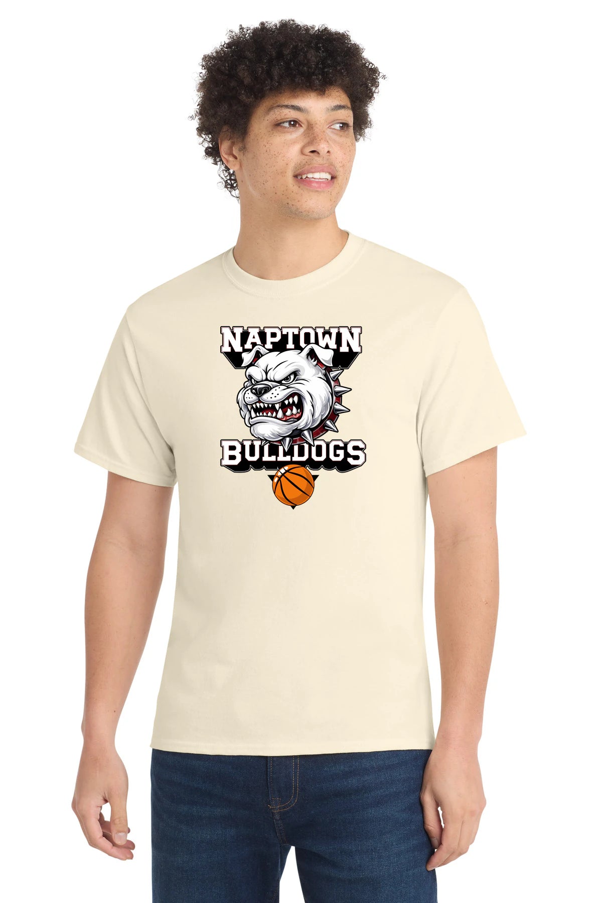 Naptown basketball_boys - Natural Port & Co Core Cotton Tee. PC54