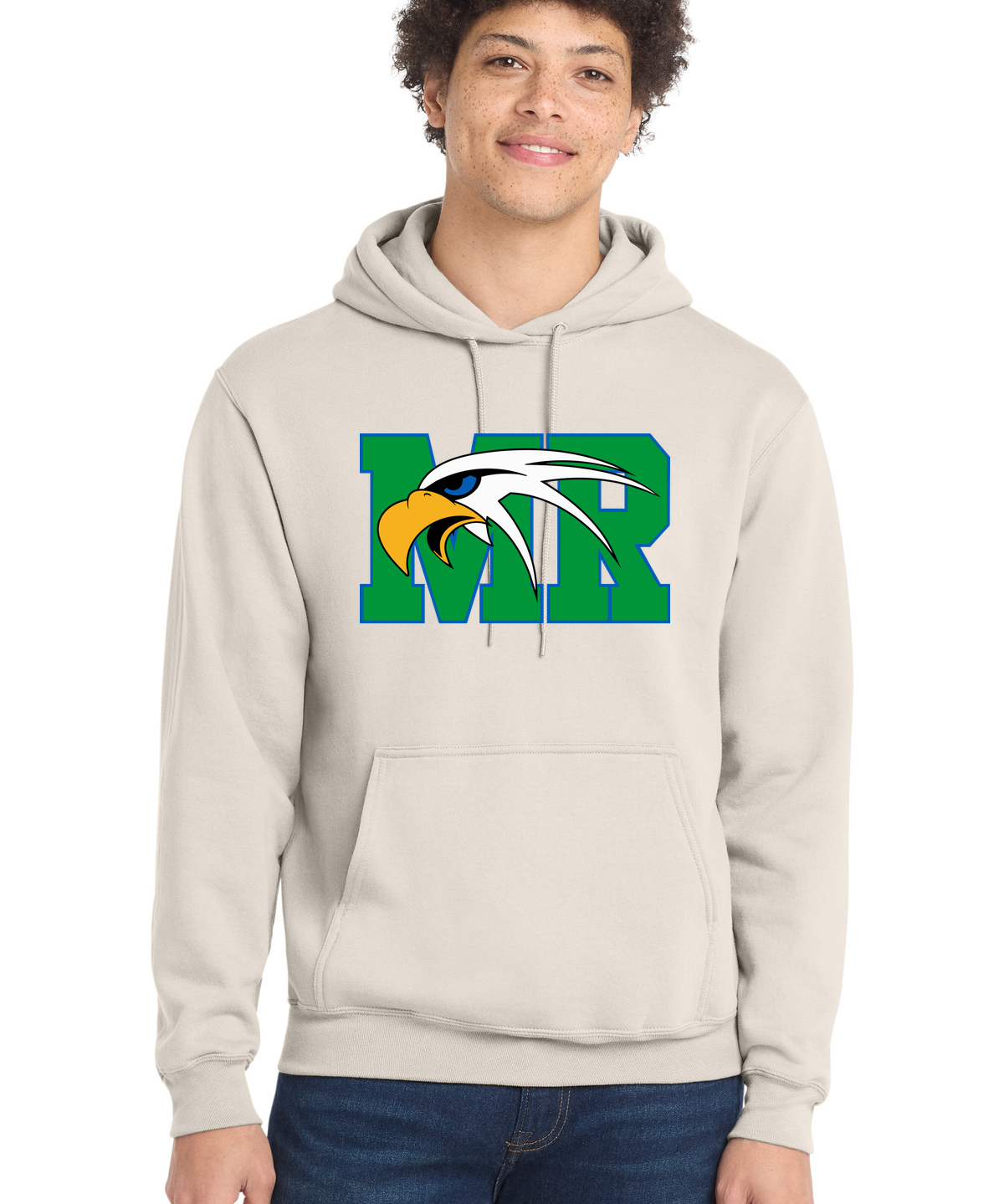 Maple River High School hockey_boys - Natural Port & Co Core Fleece Pullover Hooded Sweatshirt. PC78H