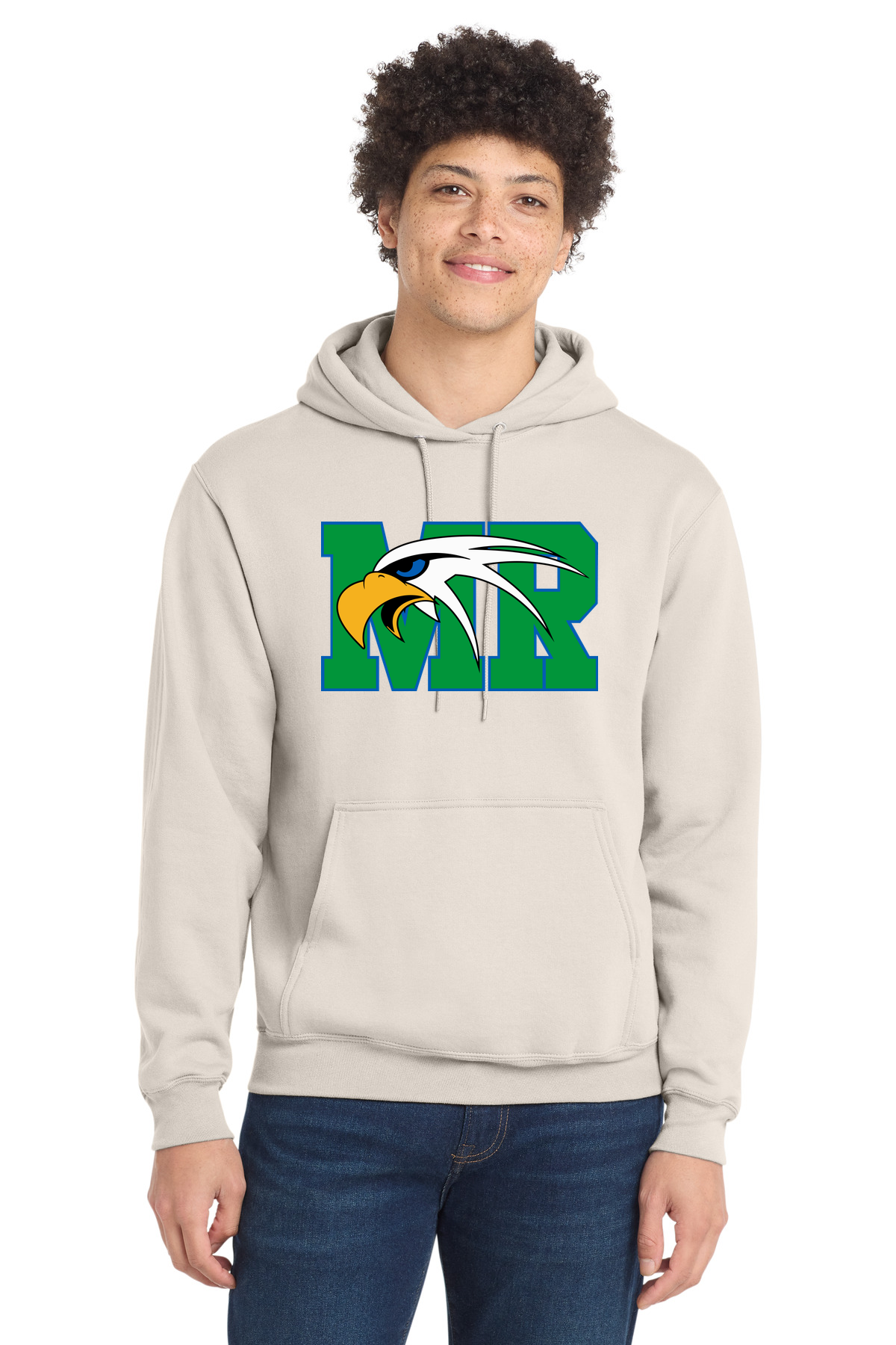Maple River High School hockey_boys - Natural Port & Co Core Fleece Pullover Hooded Sweatshirt. PC78H