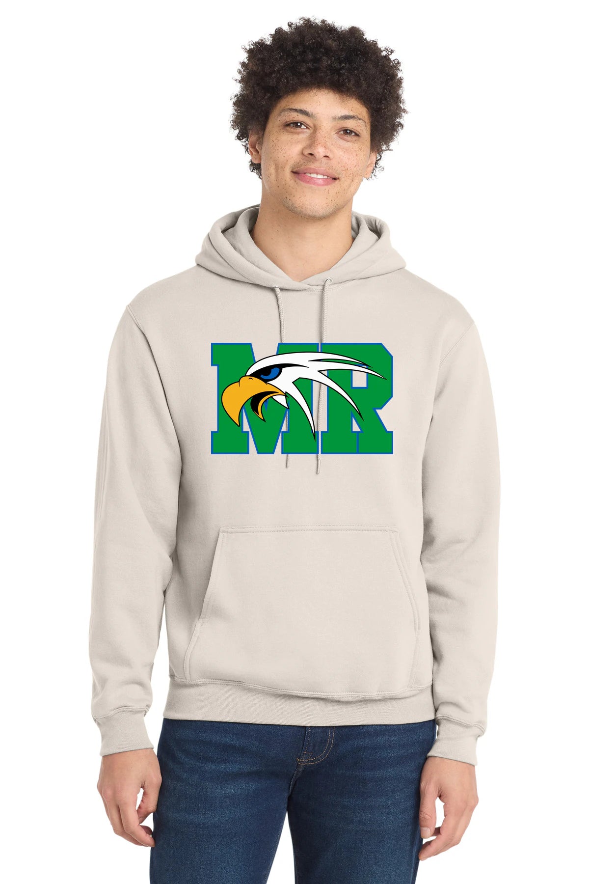 Maple River High School hockey_boys - Natural Port & Co Core Fleece Pullover Hooded Sweatshirt. PC78H