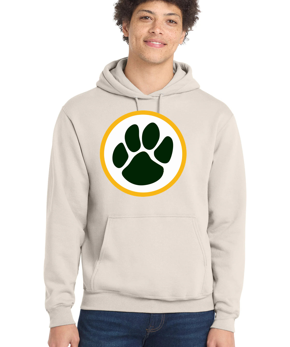 Ashwaubenon High School Football (Boys) - Natural Port & Co Core Fleece Pullover Hooded Sweatshirt. PC78H
