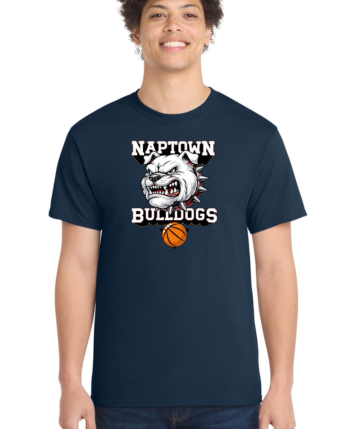 Naptown basketball_boys - Navy Port & Co Core Cotton Tee. PC54