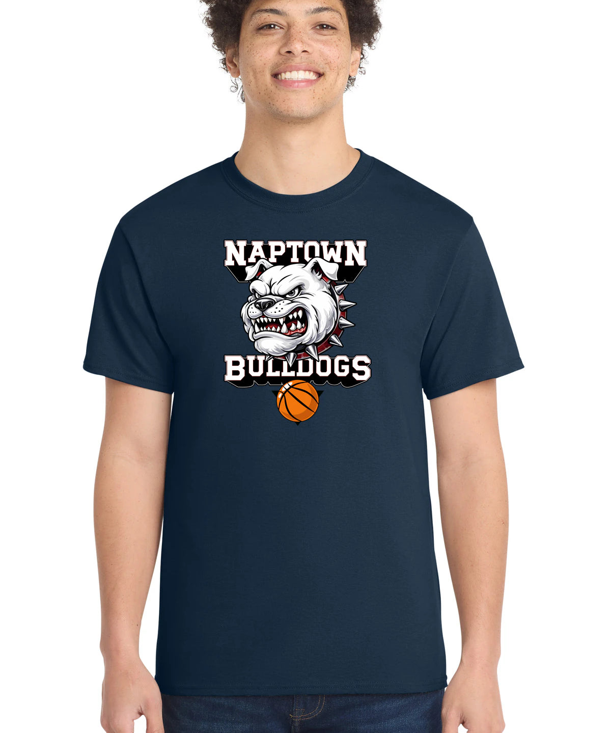 Naptown basketball_boys - Navy Port & Co Core Cotton Tee. PC54
