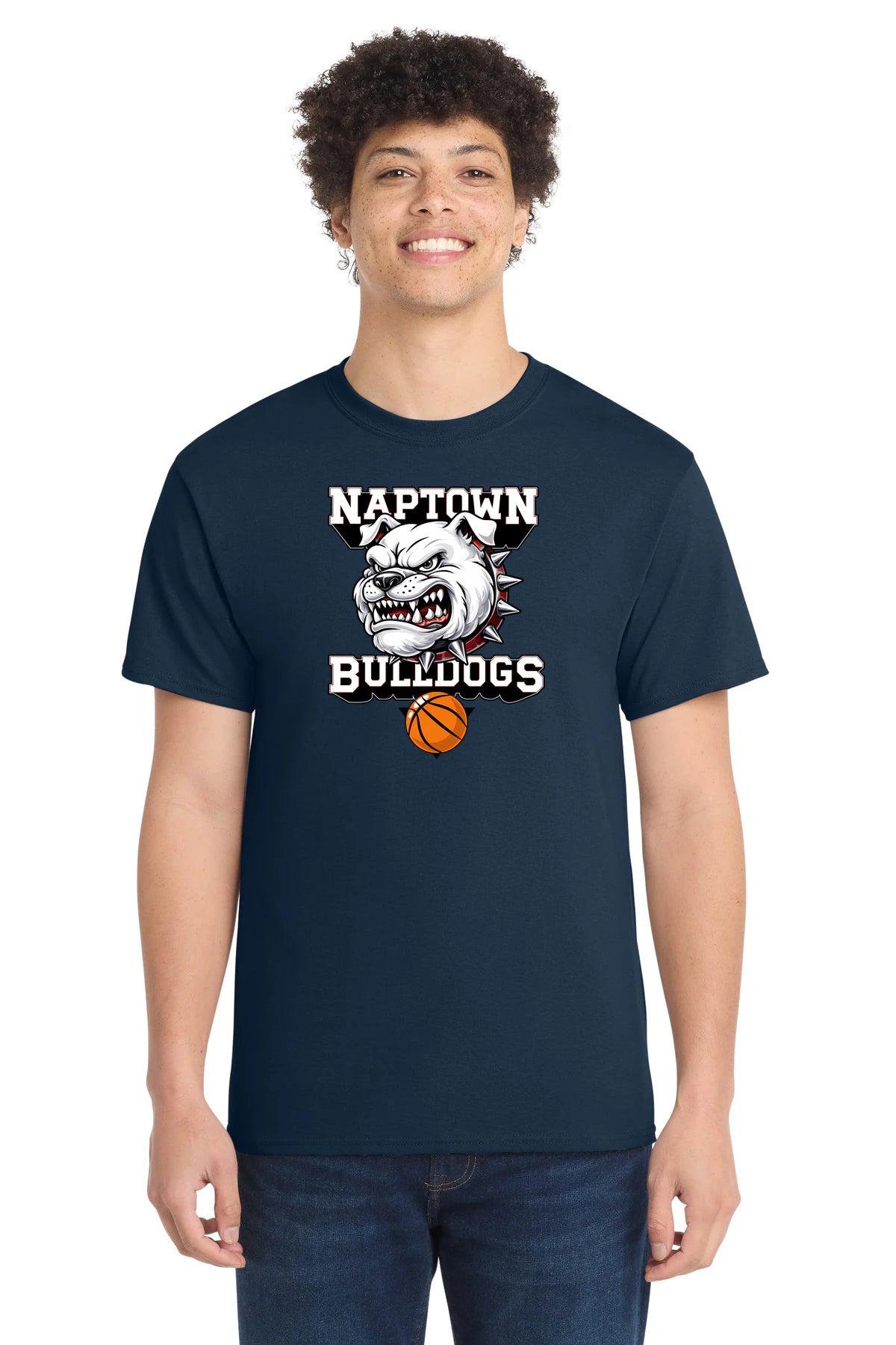 Naptown basketball_boys - Navy Port & Co Core Cotton Tee. PC54