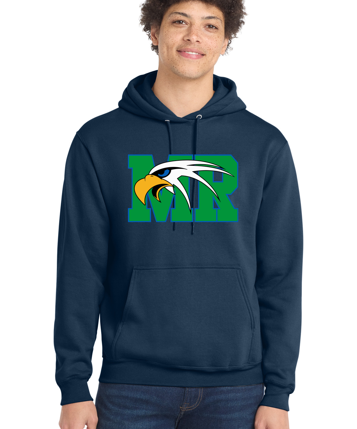 Maple River High School hockey_boys - Navy Port & Co Core Fleece Pullover Hooded Sweatshirt. PC78H