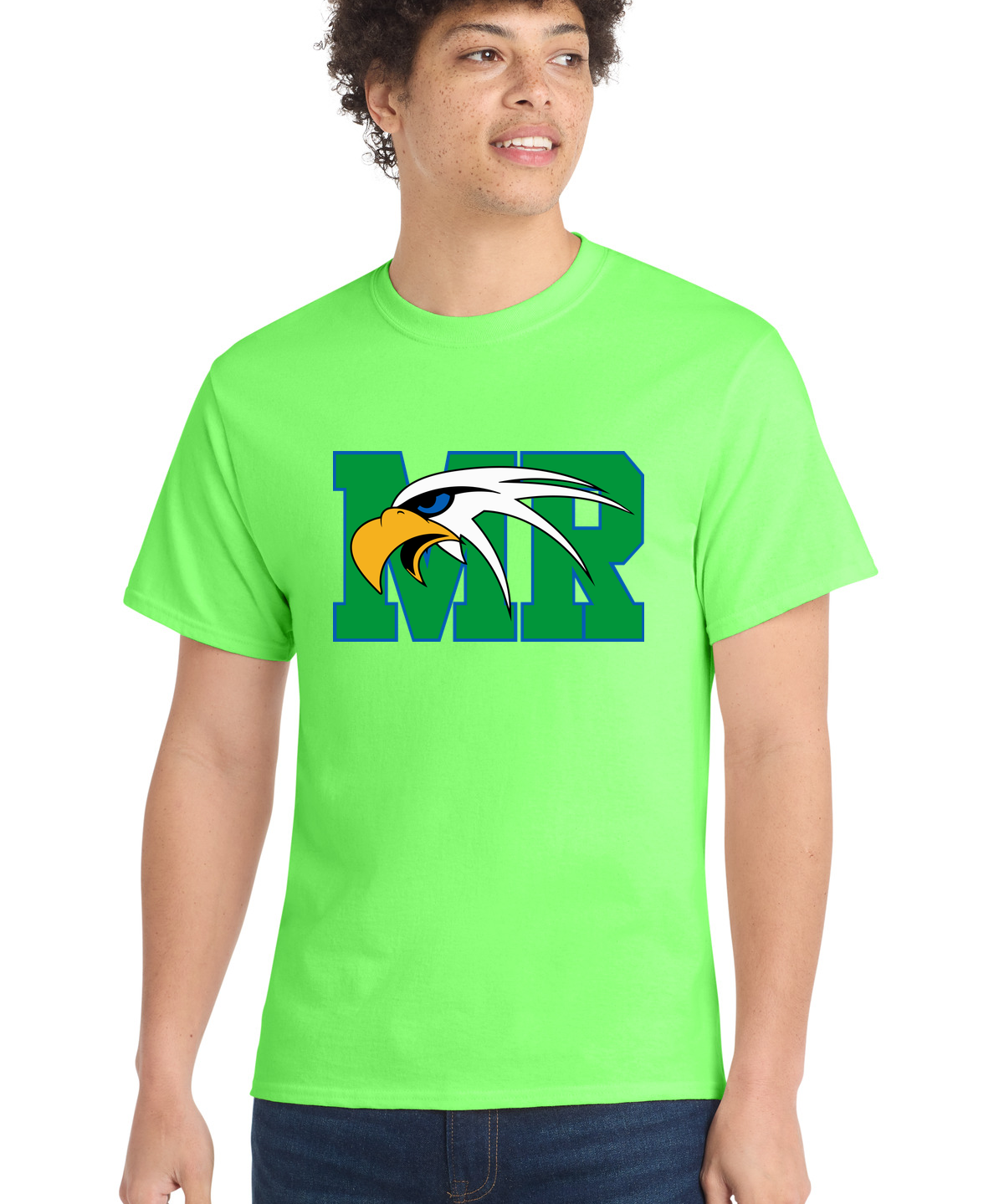 Maple River High School hockey_boys - Neon Green Port & Co Core Cotton Tee. PC54