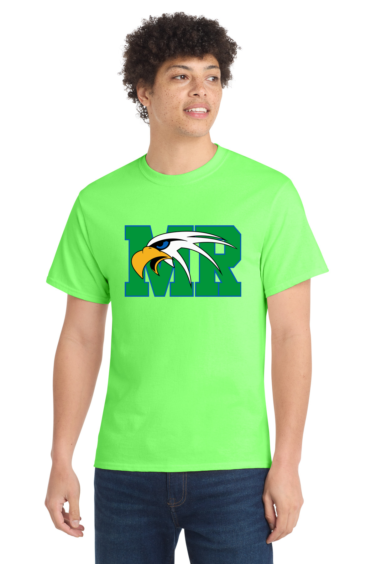 Maple River High School hockey_boys - Neon Green Port & Co Core Cotton Tee. PC54