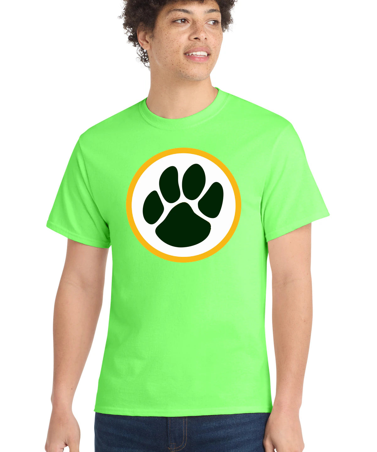 Ashwaubenon High School Football (Boys) - Neon Green Port & Co Core Cotton Tee. PC54