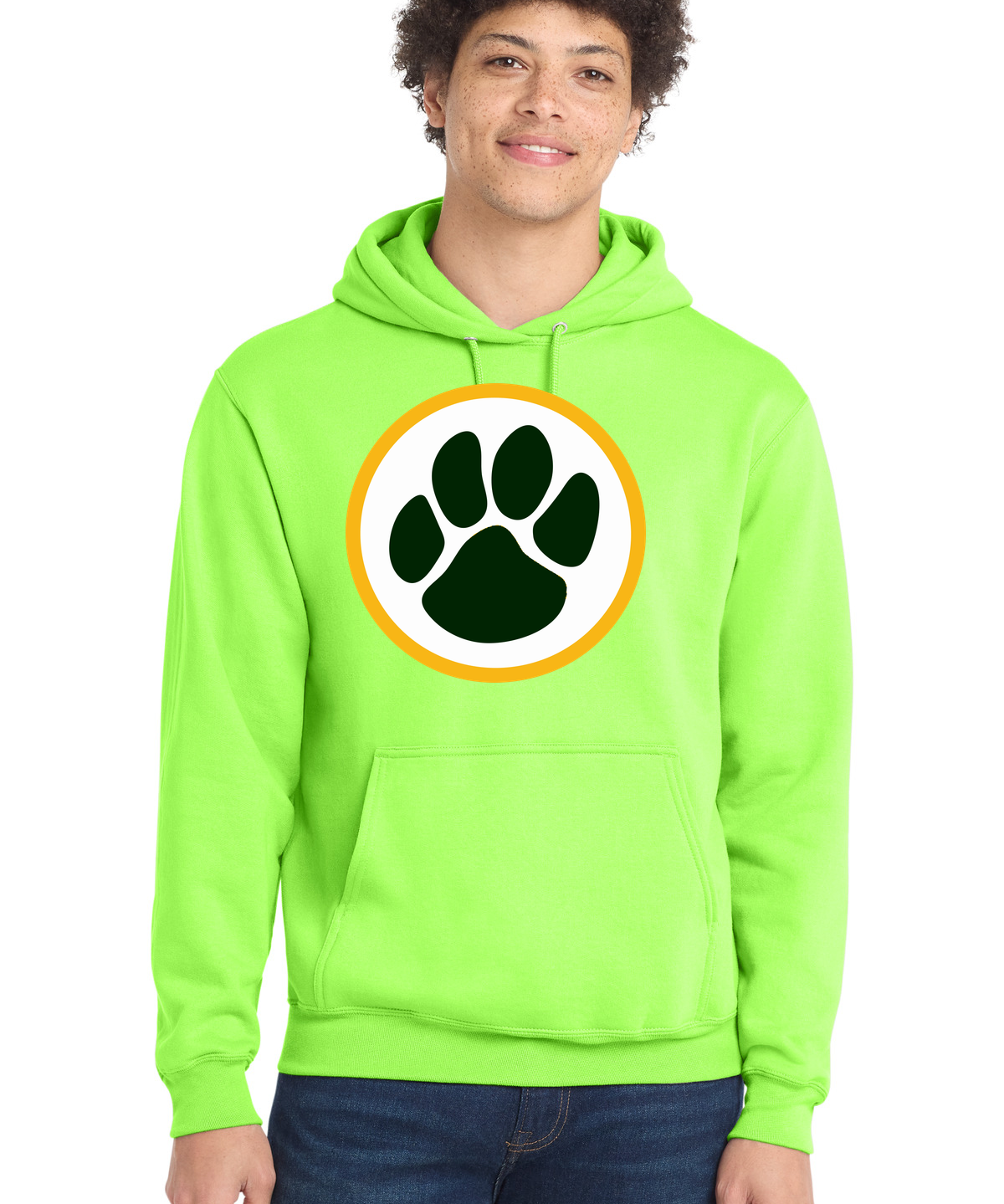 Ashwaubenon High School Football (Boys) - Neon Green Port & Co Core Fleece Pullover Hooded Sweatshirt. PC78H