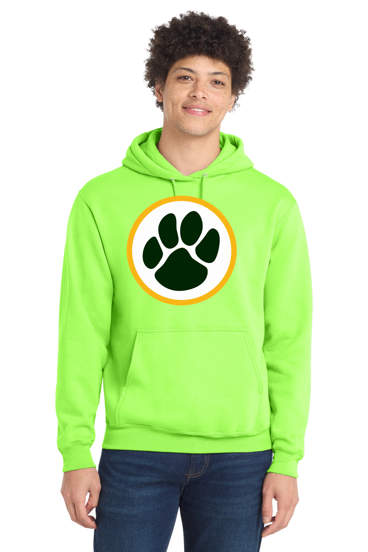 Ashwaubenon High School Football (Boys) - Neon Green Port & Co Core Fleece Pullover Hooded Sweatshirt. PC78H