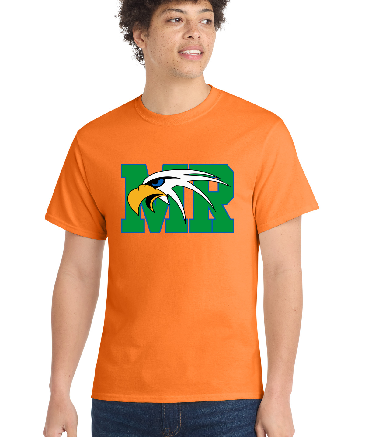 Maple River High School hockey_boys - Neon Orange Port & Co Core Cotton Tee. PC54