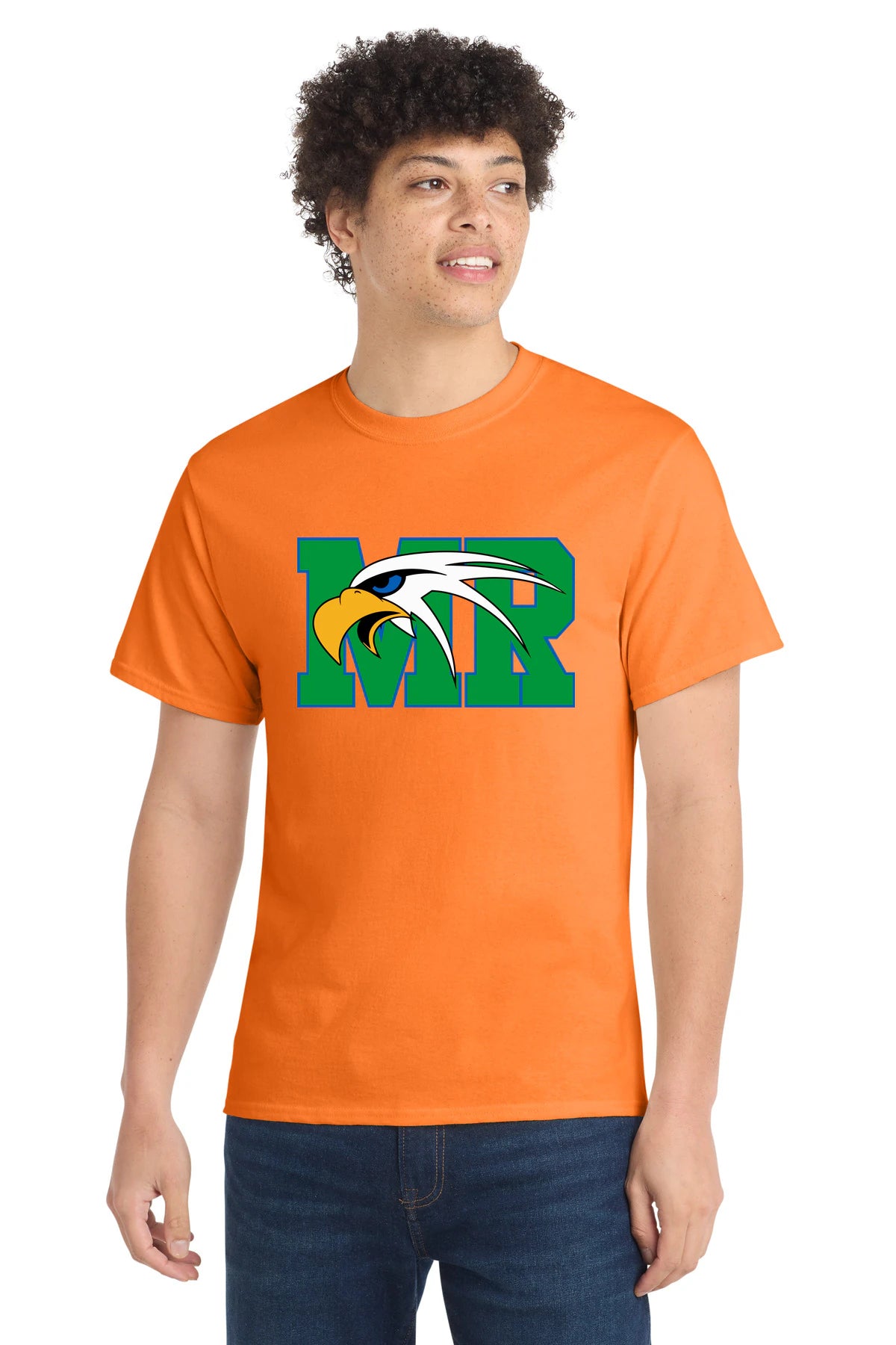 Maple River High School hockey_boys - Neon Orange Port & Co Core Cotton Tee. PC54